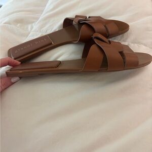 Gianni Bini Brown Knot-Detail Slide Sandals